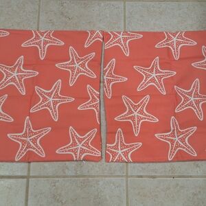 New Set Of 2 Coral Starfish Pillow Covers, 18" x 18"